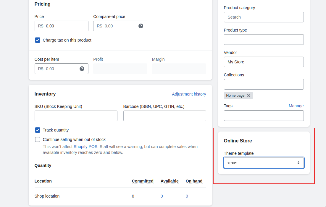 Product template assignement 1